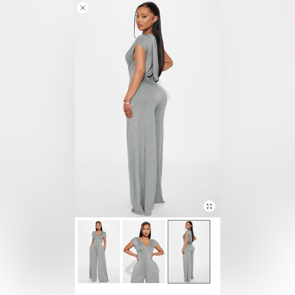 Hooded Grey Wide-Leg Jumpsuit